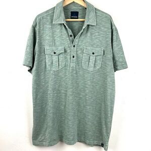 PrAna Montroyal‎ Polo Mens XLarge Green Short Sleeve Shirt 100% Organic Cotton